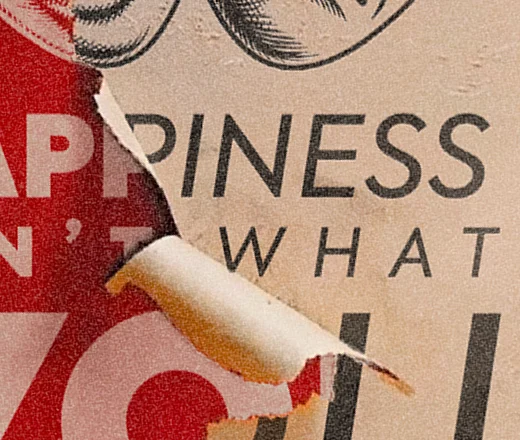 Close-up of the torn paper on the cover